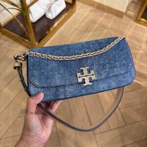 Tory Burch Britten Denim Suede Convertible Crossbody 180213 Oceanside $575